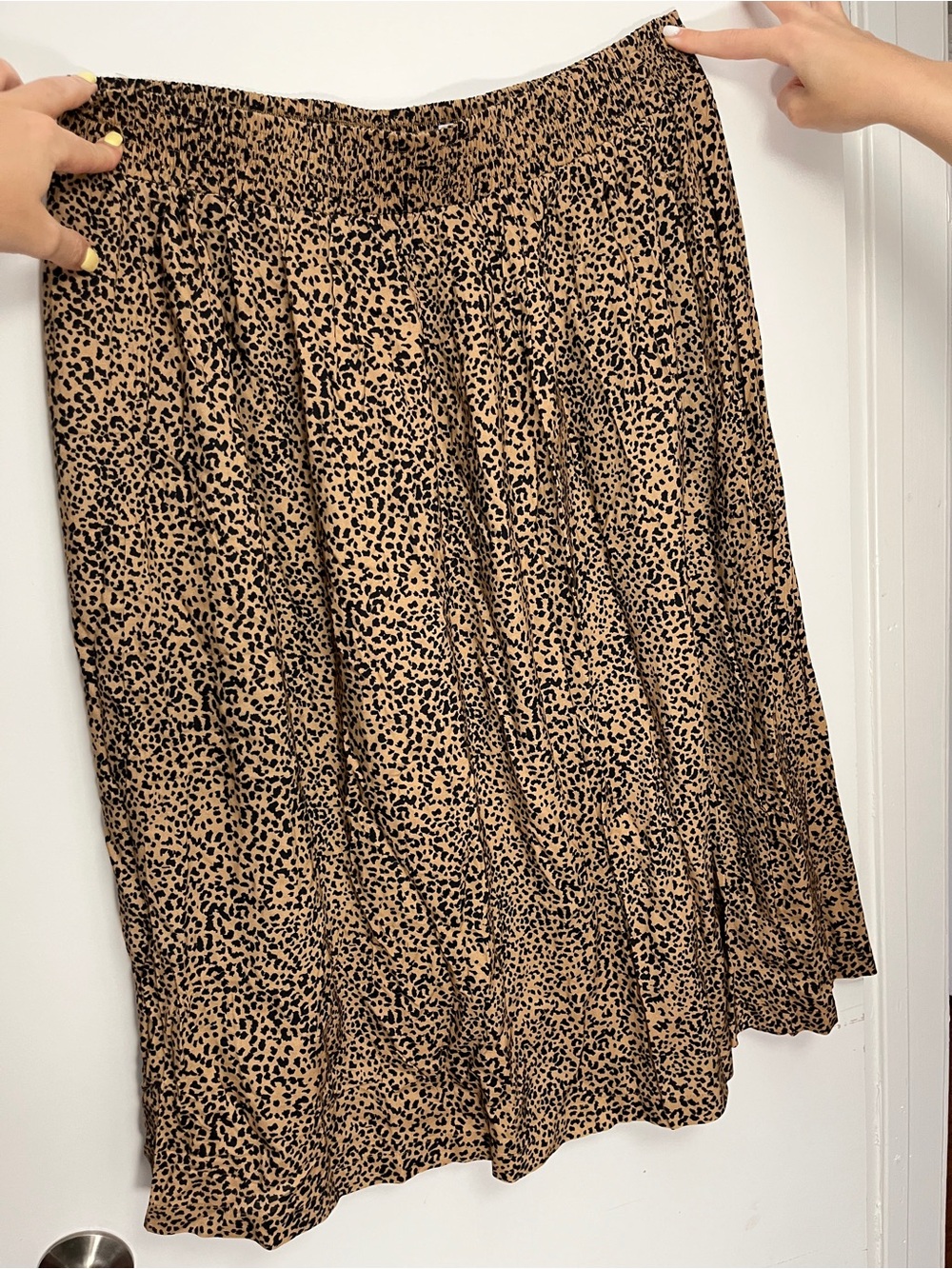Women's Brown Leopard Print Midi Skirt